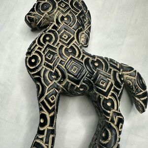 Horse Abstract Black and Cream Home Wood  Art Sculpture